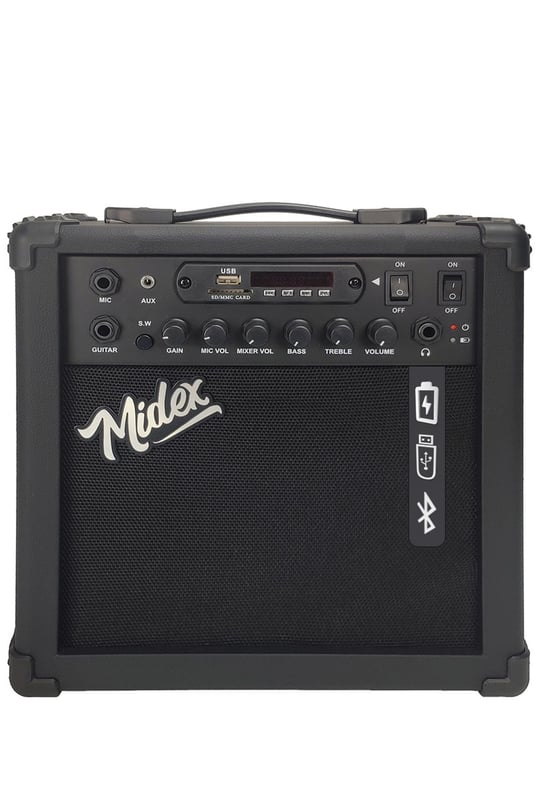 Midex MGA-25XBK Şarjlı Elektro Gitar Amfisi 25 WATT