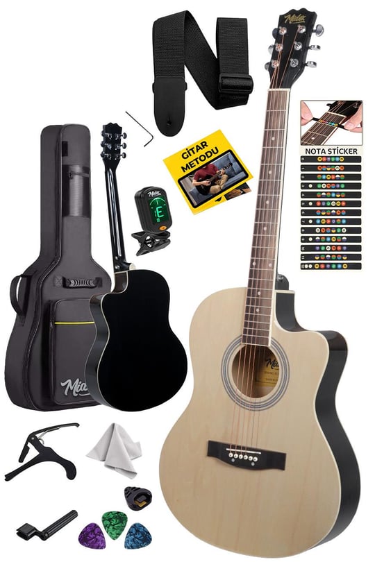 Midex XC-200BK Kesik Kasa Siyah Akustik Gitar 4/4 Yetişkin