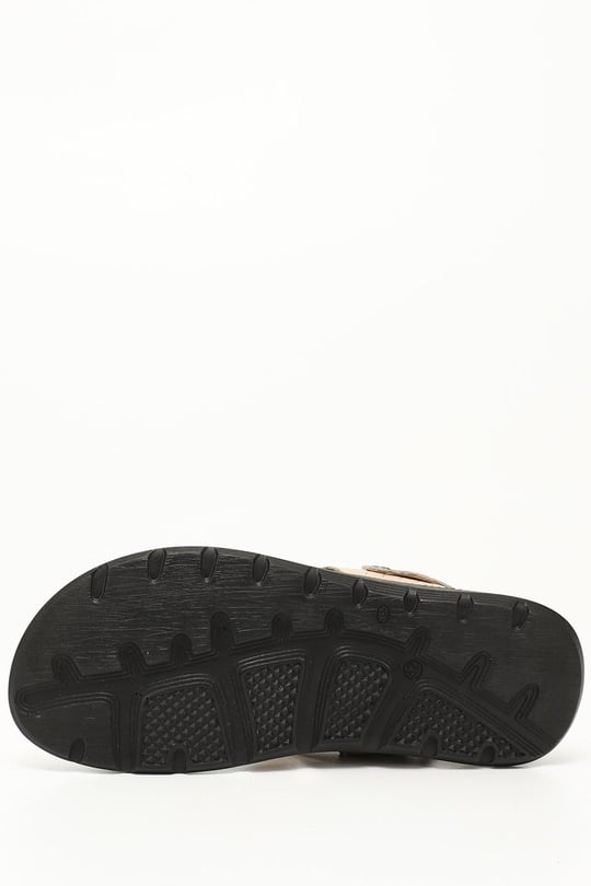 Erkek Bej Hakiki Deri Comfort Sandalet