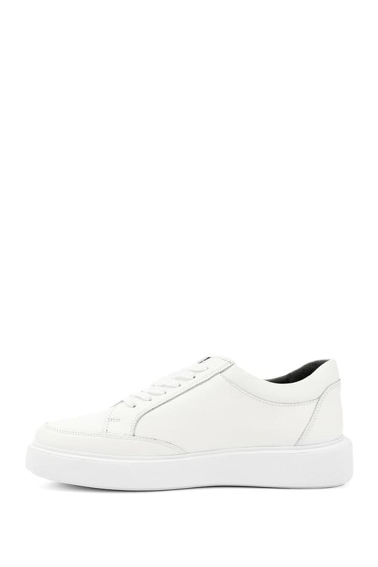 Erkek Beyaz Bağcıklı Hakiki Deri Comfort Sneaker
