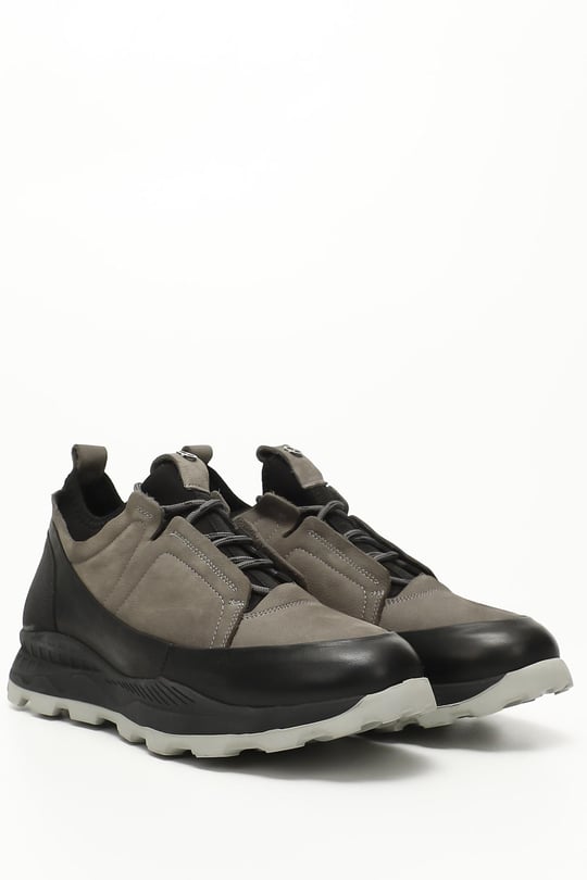 Erkek Gri Antik Bağcıklı Hakiki Deri Comfort Sneaker
