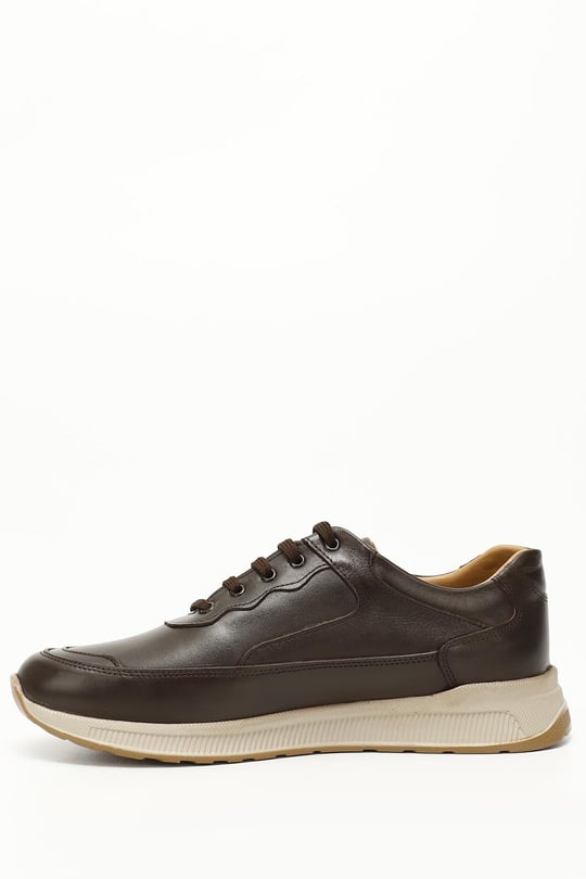 Erkek Kahve Antik Bağcıklı Hakiki Deri Comfort Sneaker