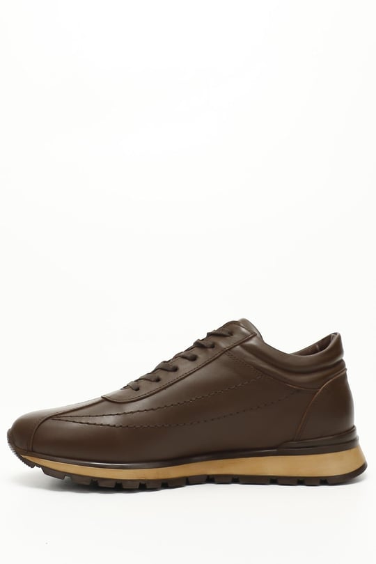 Erkek Kahve Antik Bağcıklı Hakiki Deri Comfort Sneaker
