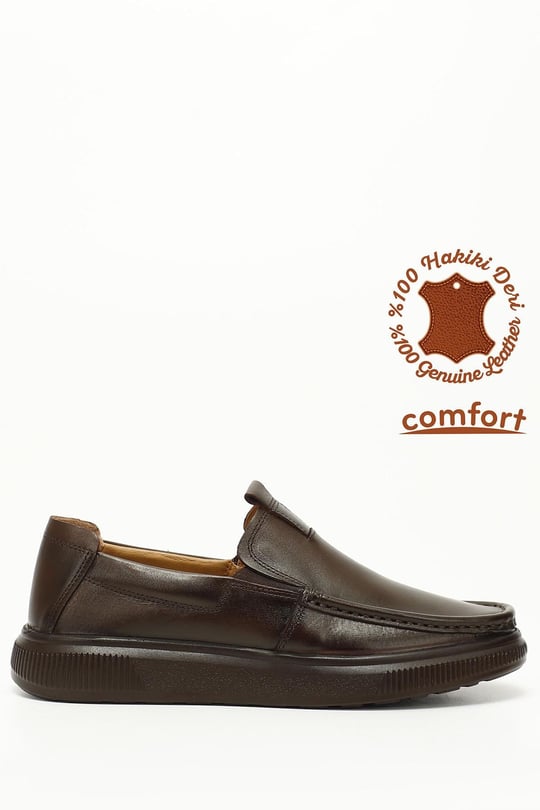 Erkek Kahve Antik Hakiki Deri Comfort Ayakkabı