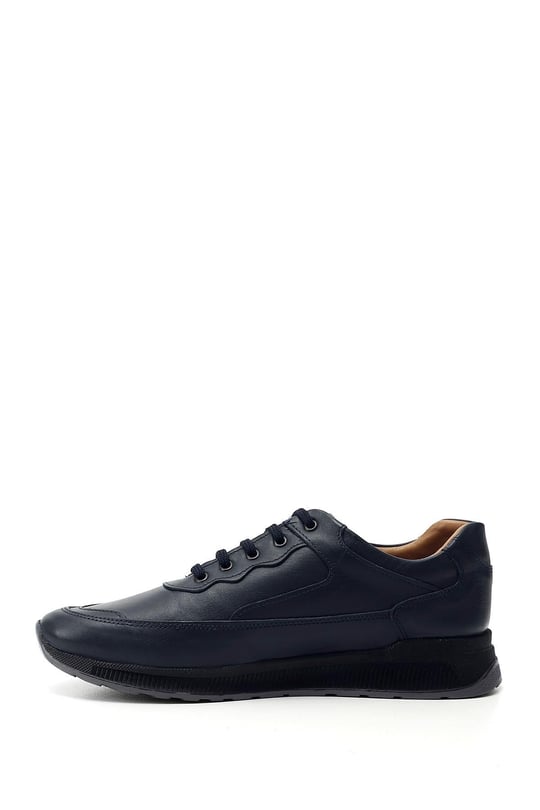 Erkek Lacivert Antik Bağcıklı Hakiki Deri Comfort Sneaker
