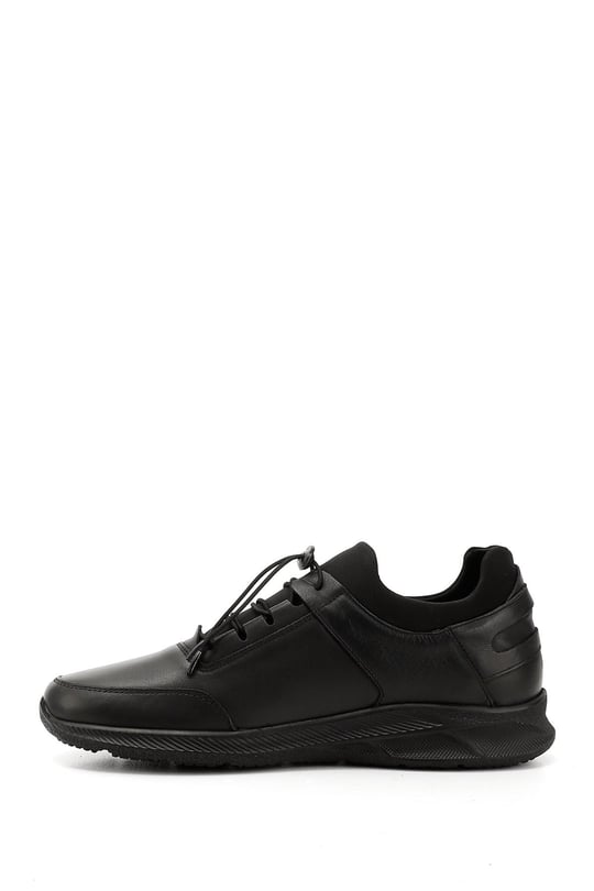 Men's Black Lace-Up Genuine Leather Comfort Sneaker