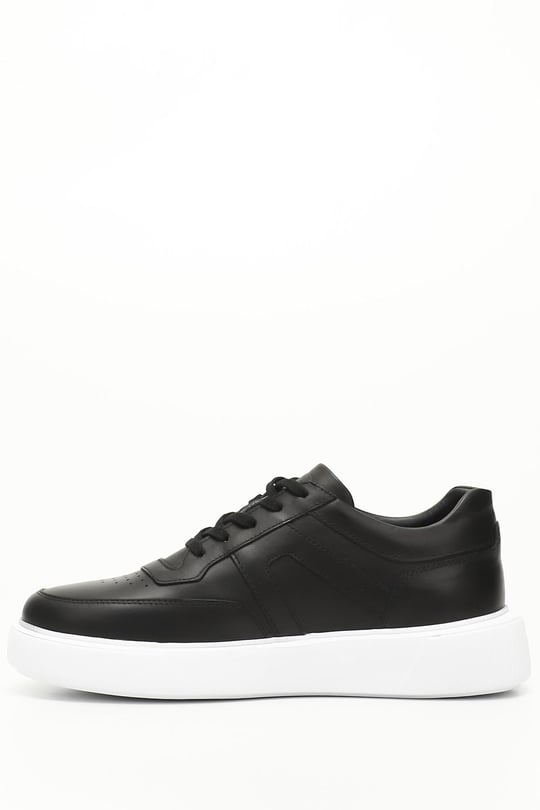Erkek Siyah Bağcıklı Hakiki Deri Comfort Sneaker