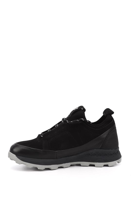 Men's Black Lace-Up Genuine Leather Comfort Sneaker