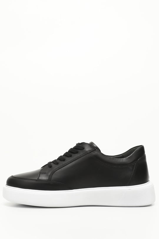 Erkek Siyah Bağcıklı Hakiki Deri Comfort Sneaker