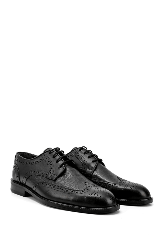 Men's Black Lace-Up Genuine Leather Classic Shoes