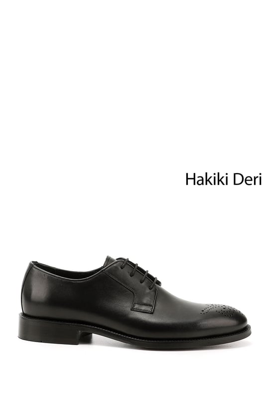 Erkek Siyah Bağcıklı Hakiki Deri Klasik Ayakkabı