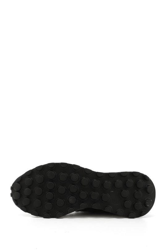 Men's Black Lace-Up Genuine Leather Sneakers