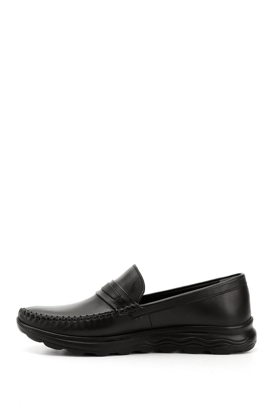 Men's Black Laceless Genuine Leather Comfort Shoes
