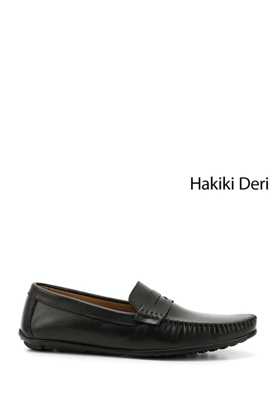 Erkek Siyah Rok Hakiki Deri Loafer Ayakkabı
