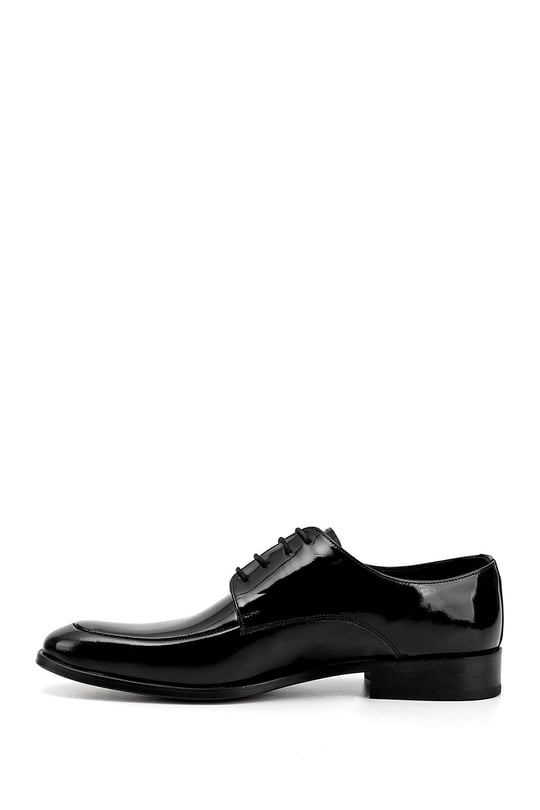 Men's Black Patent Leather Laced Leather Sole Genuine Leather Classic Shoes