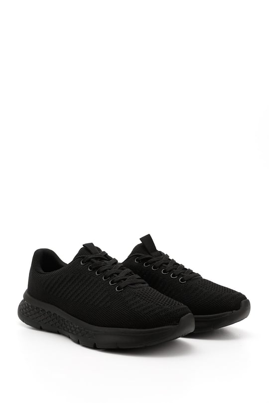 Men's Black Lace-Up Comfort Sneakers