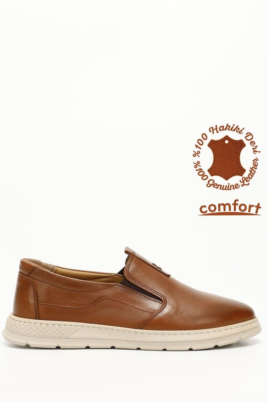 Erkek Taba Antik Bağcıklı Hakiki Deri Comfort Ayakkabı