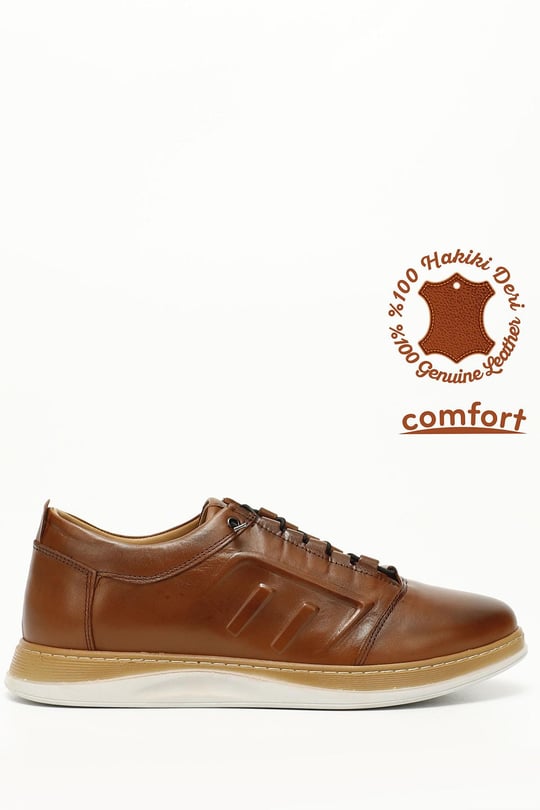 Erkek Taba Antik Bağcıklı Hakiki Deri Comfort Sneaker