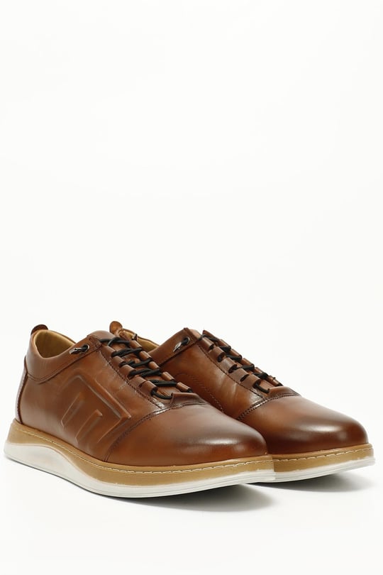 Erkek Taba Antik Bağcıklı Hakiki Deri Comfort Sneaker