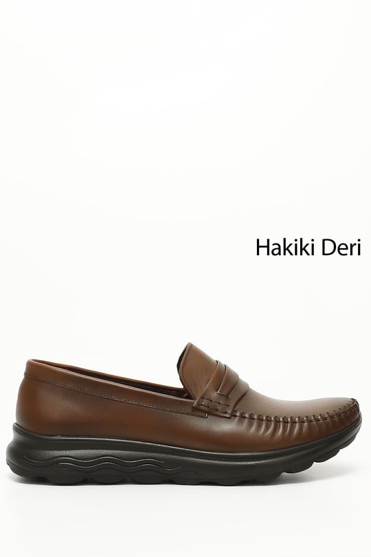 Erkek Taba Antik Bağcıksız Hakiki Deri Comfort Ayakkabı