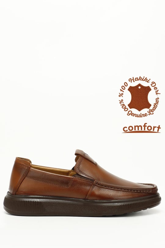 Erkek Taba Antik Hakiki Deri Comfort Ayakkabı