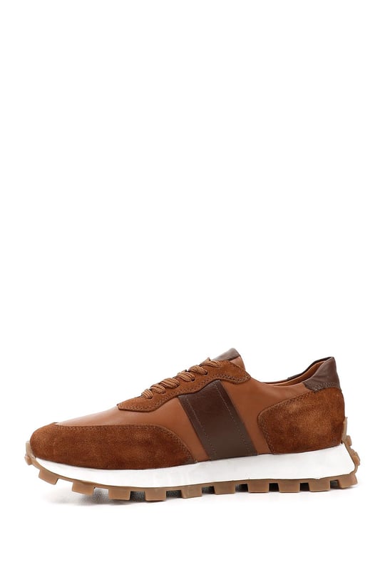 Erkek Taba Bağcıklı Hakiki Deri Comfort Sneaker