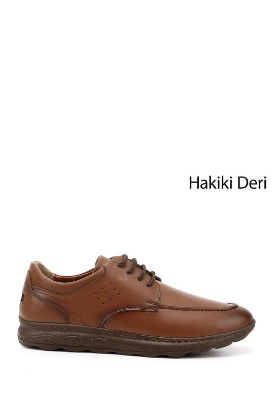 Erkek Taba Bağcıklı Hakiki Deri Comfort Ayakkabı