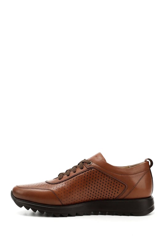 Erkek Taba Hakiki Deri Bağcıklı Sneaker