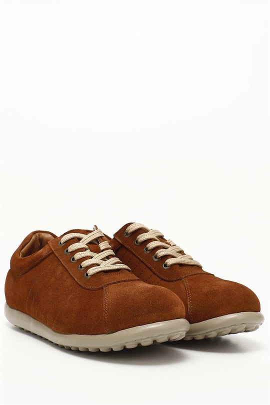 Erkek Taba Süet Bağcıklı Hakiki Deri Comfort Sneaker