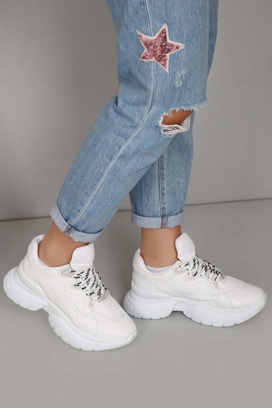 Gön Dolgu Taban Bağcıklı Spor Kadın Sneaker 37116