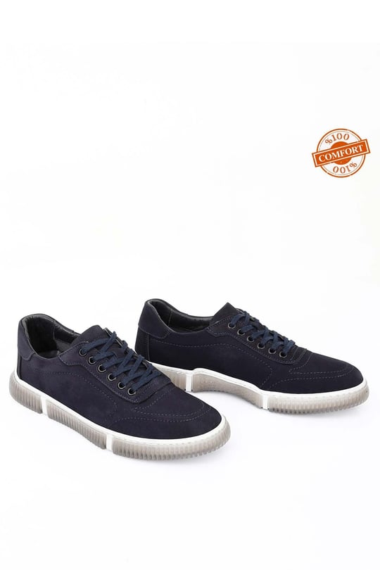 Gön Hakiki Deri Bağcıklı Jel Tabanlıklı Erkek Günlük Sneaker 01125