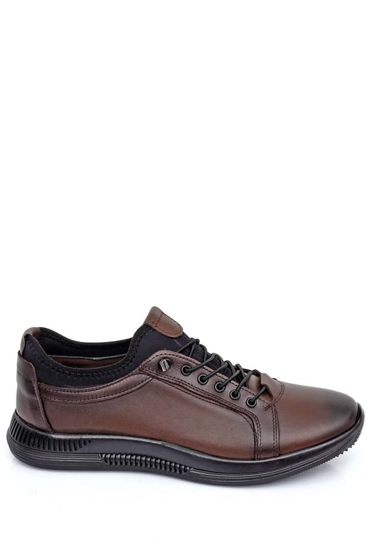 Gön Hakiki Deri Kauçuk Taban Bağcıklı Lastikli Günlük Erkek Sneaker 11012