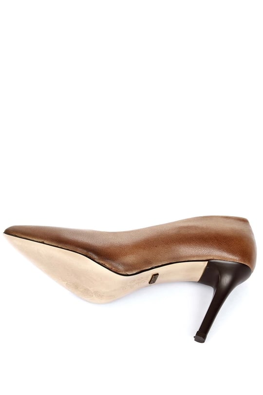 Gön Hakiki Deri Sivri Burun Yüksek İnce Topuklu Stiletto Kadın Ayakkabı 24127