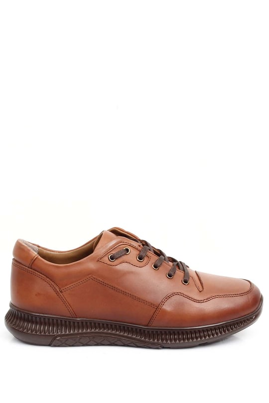 Gön Hakiki Deri Yuvarlak Burun Bağcıklı Günlük Erkek Sneaker 01371