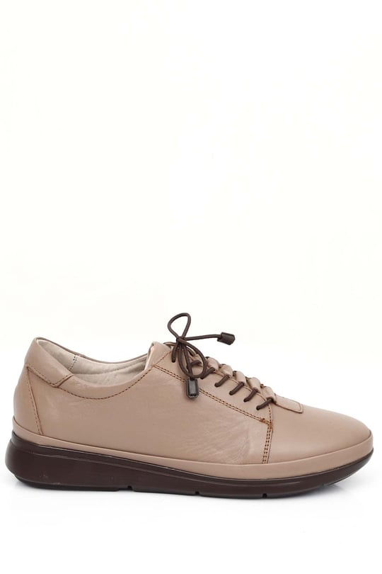 Gön Hakiki Deri Yuvarlak Burun Bağcıklı Kadın Günlük Sneaker 77051