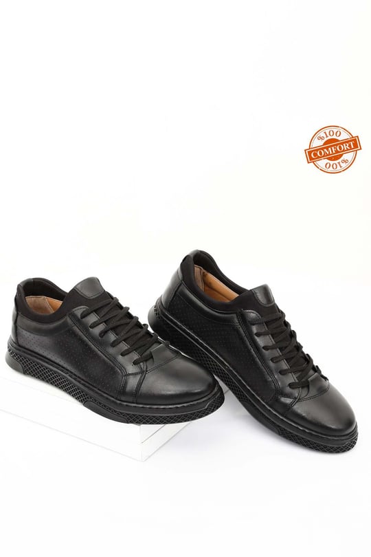 Gön Hakiki Deri Yuvarlak Burun Bağcıklı Günlük Erkek Sneaker 01783