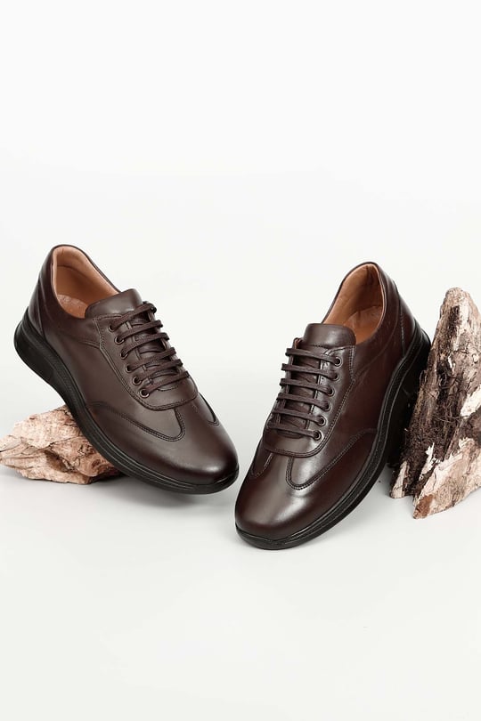 Gön Hakiki Deri Yuvarlak Burun Bağcıklı Günlük Erkek Sneaker 01787