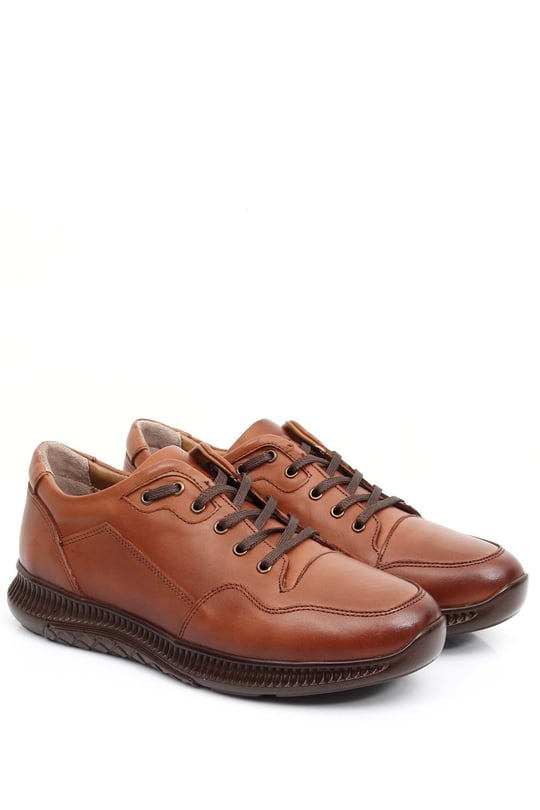 Gön Hakiki Deri Yuvarlak Burun Bağcıklı Günlük Erkek Sneaker 01371