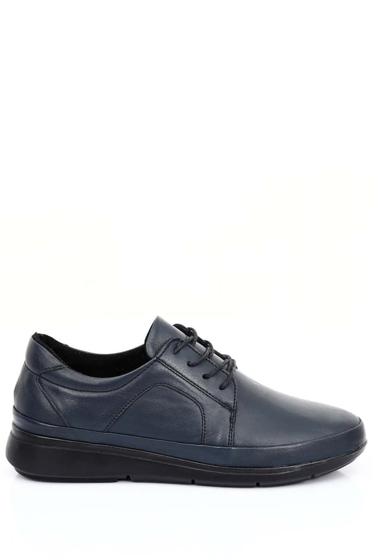 Gön Hakiki Deri Yuvarlak Burun Dolgu Taban Kadın Günlük Sneaker 77050