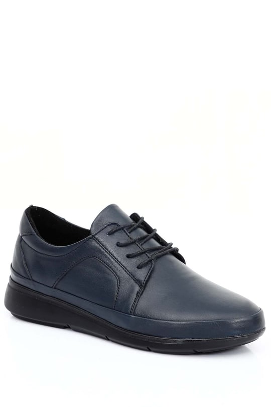 Gön Hakiki Deri Yuvarlak Burun Dolgu Taban Kadın Günlük Sneaker 77050