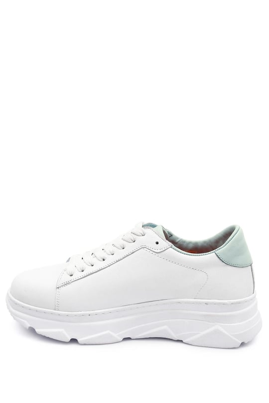 Gön Hakiki Deri Yuvarlak Burun Dolgu Taban Bağcıklı Kadın Sneaker 24166