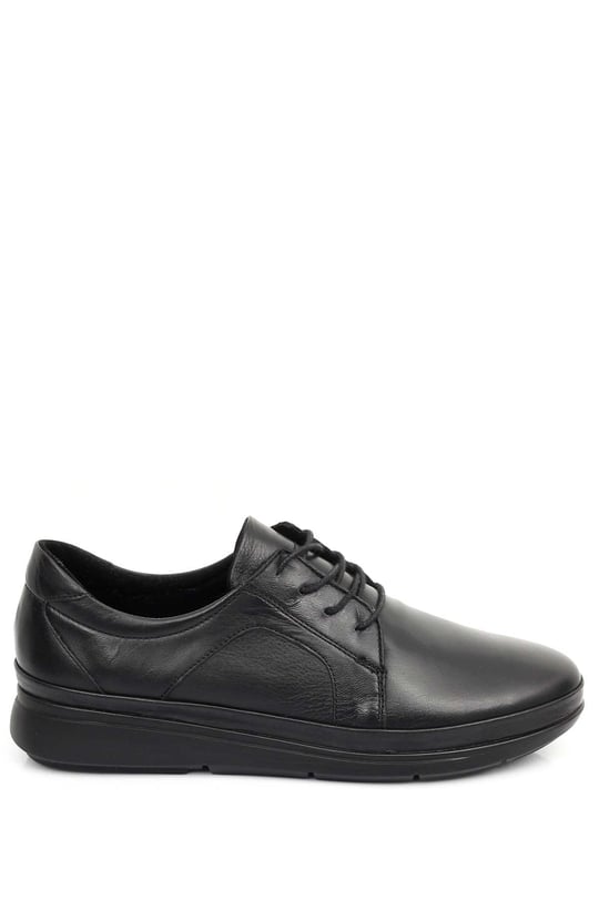Gön Hakiki Deri Yuvarlak Burun Dolgu Taban Kadın Günlük Sneaker 77050