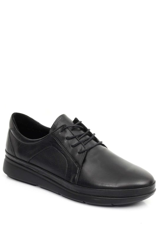 Gön Hakiki Deri Yuvarlak Burun Dolgu Taban Kadın Günlük Sneaker 77050