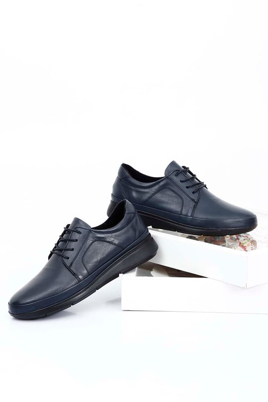 Gön Hakiki Deri Yuvarlak Burun Dolgu Taban Kadın Günlük Sneaker 77050
