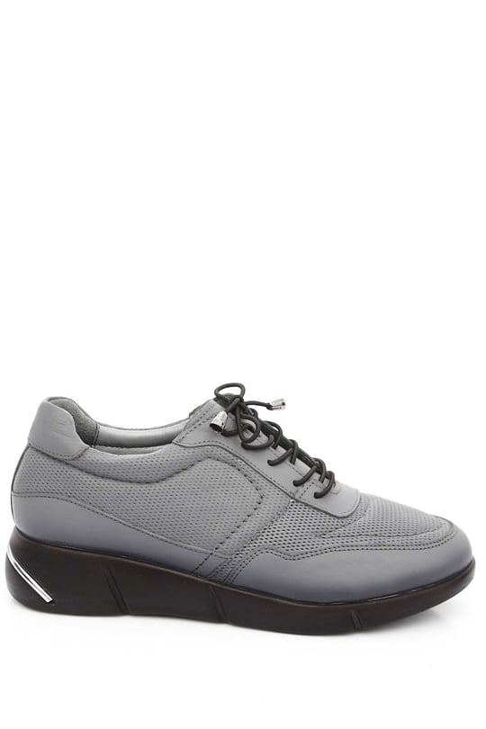 Gön Hakiki Deri Yuvarlak Burun Dolgu Taban Bağcıklı Spor Kadın Sneaker 45124