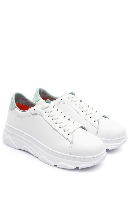 Gön Hakiki Deri Yuvarlak Burun Dolgu Taban Bağcıklı Kadın Sneaker 24166
