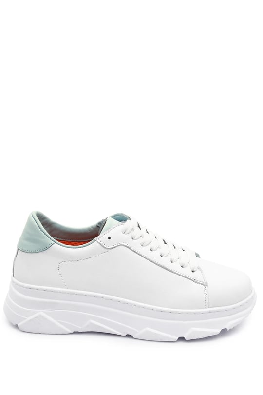 Gön Hakiki Deri Yuvarlak Burun Dolgu Taban Bağcıklı Kadın Sneaker 24166