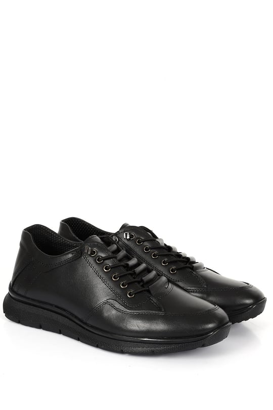 Gön Hakiki Deri Yuvarlak Burun Lastikli Bağcıklı Günlük Erkek Sneaker 00183