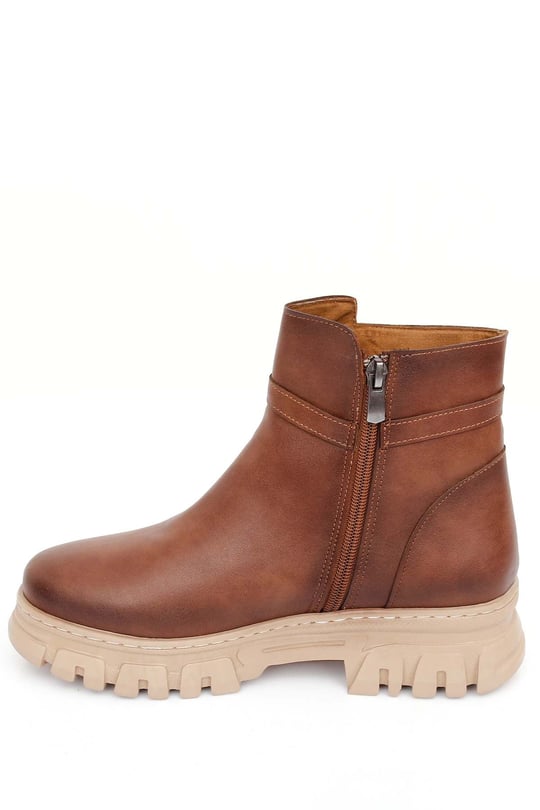 Gön Yuvarlak Burun Dolgu Taban Fermuarlı Tokalı Kadın Günlük Bot 32110