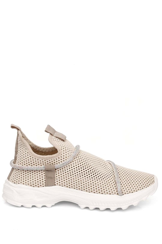 Gön Yuvarlak Burun Dolgu Taban Taşlı Kadın Sneaker 35102